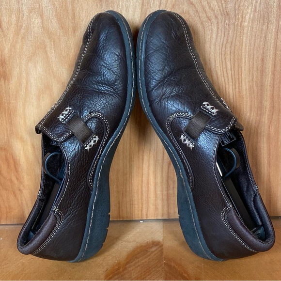 Womens 7.5 Skechers Slip On Loafers Brown Leather TSS0041 - Picture 6 of 8